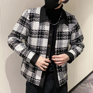 社会轻奢风单排扣衬衫领休闲衣条纹B297-7755-P130控168图片