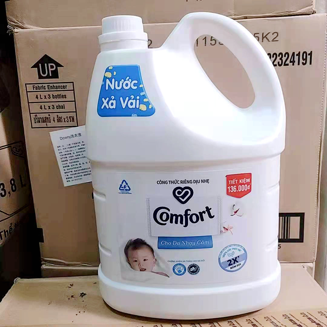 越南进口柔顺剂护理液加强型香味持久甜蜜花家庭装3.8L白瓶防静电