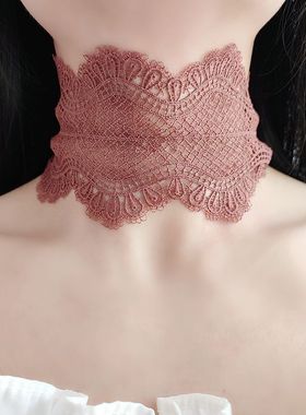 宽边颈链蕾丝脖子饰品遮脖子疤痕挡颈纹颈部装饰百搭脖圈颈圈脖套