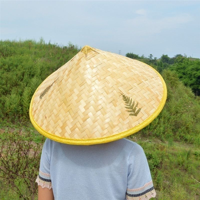 斗笠竹编手工防晒草帽男士钓鱼遮阳竹编斗笠帽农民户外大号斗笠帽
