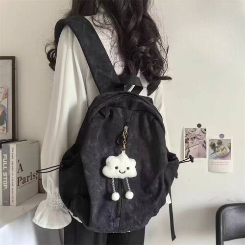 学院风小双肩包简约涂鸦大学生上课包中学生书包通勤出游百搭减负