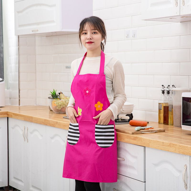韩版围裙女纯色薄款厨房围腰做饭防油污成人罩衣透气时尚纯棉围裙