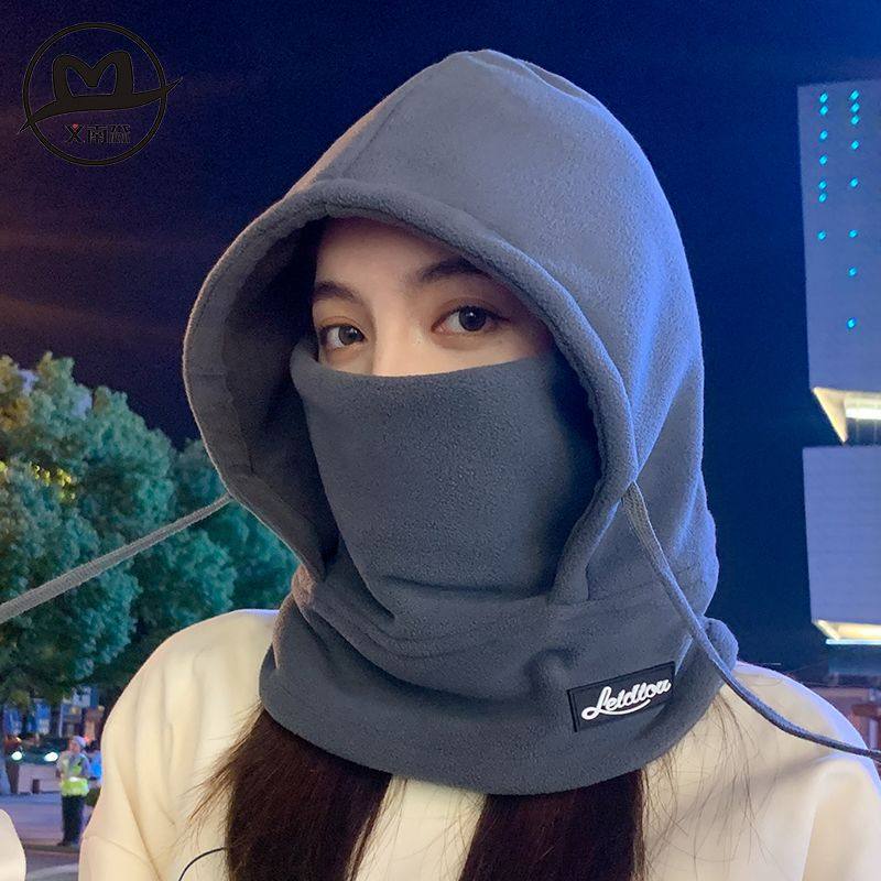 帽子女冬季围脖一体套头帽电动车秋冬天骑车保暖神器防风2023新款