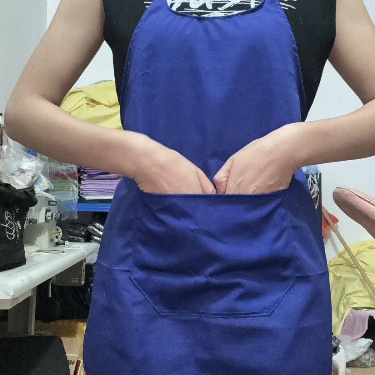 六寨少数民族苗族青绒布料围裙。小号双层工作食堂餐厅男女成人
