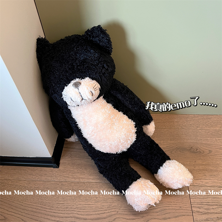 呆萌黑色猫咪公仔玩偶