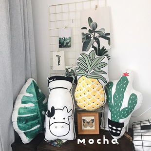 ins菠萝仙人掌抱枕北欧少女心卧室家居车用水果靠垫礼物装 饰毛绒