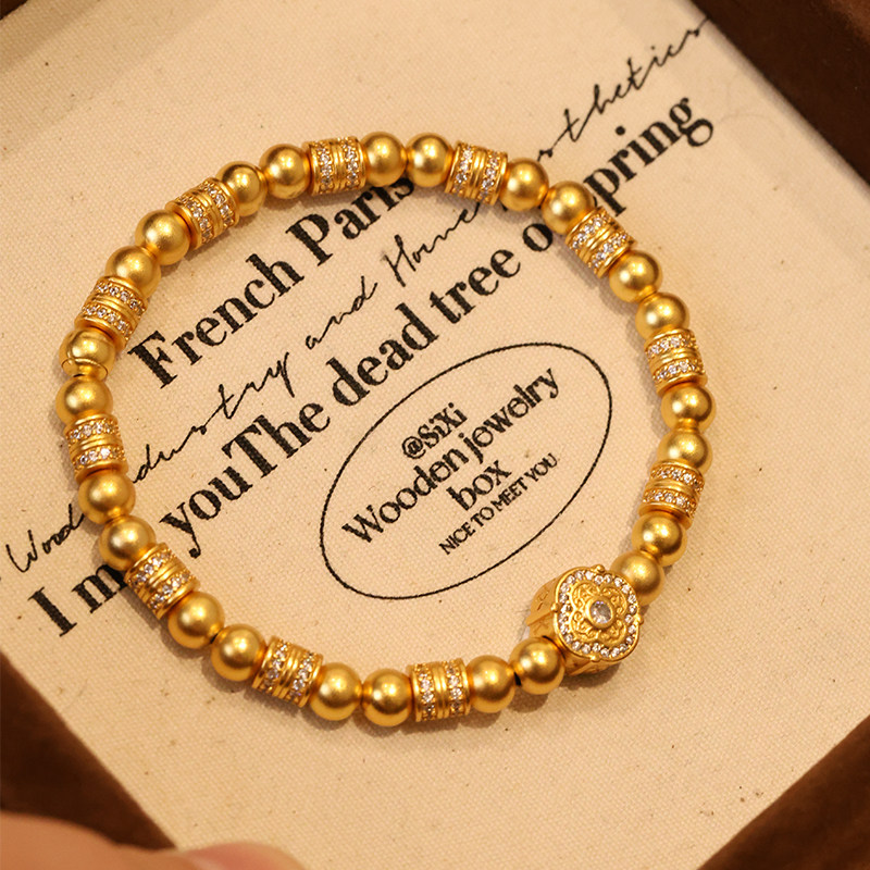 人生四美沙金点钻四方如意手串