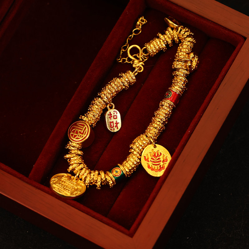 金店同款五路财神金盘缠手链