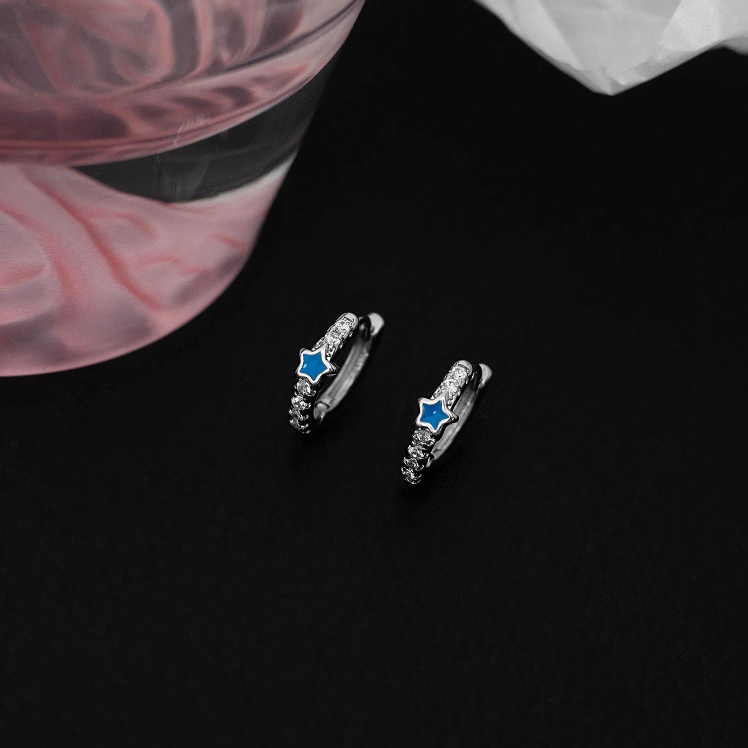 初影【蓝色星星】925银耳环女