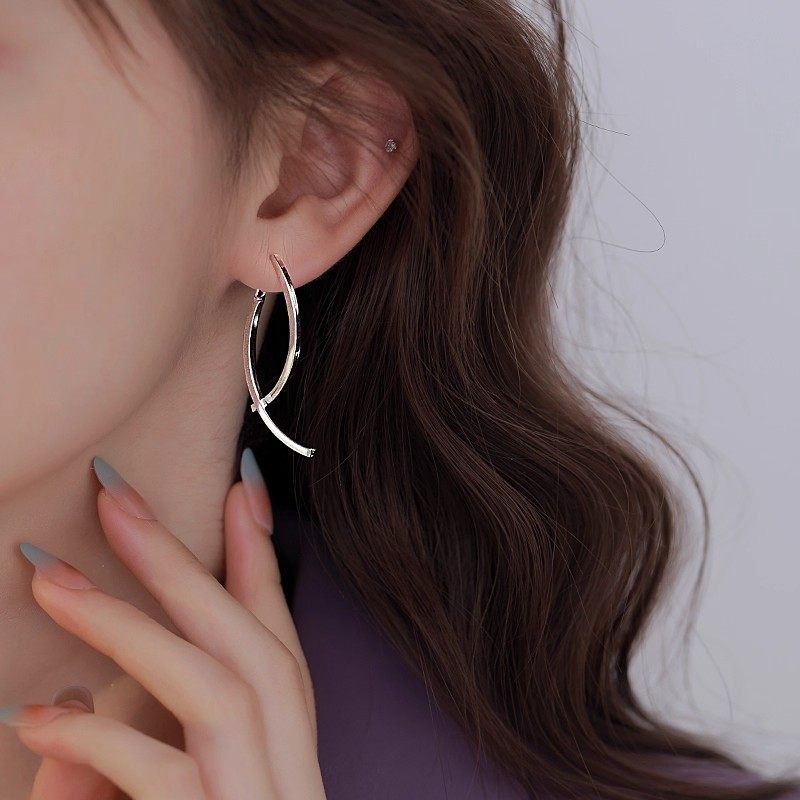 几何线条925银针耳钉百搭显瘦