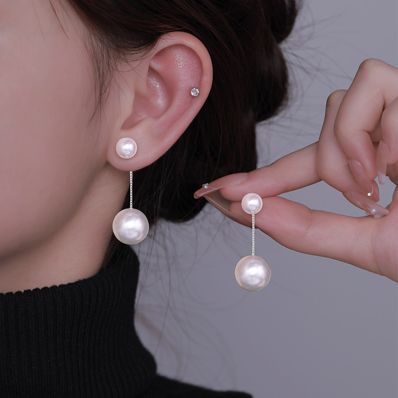 初影双圆珠耳环百搭高级气质