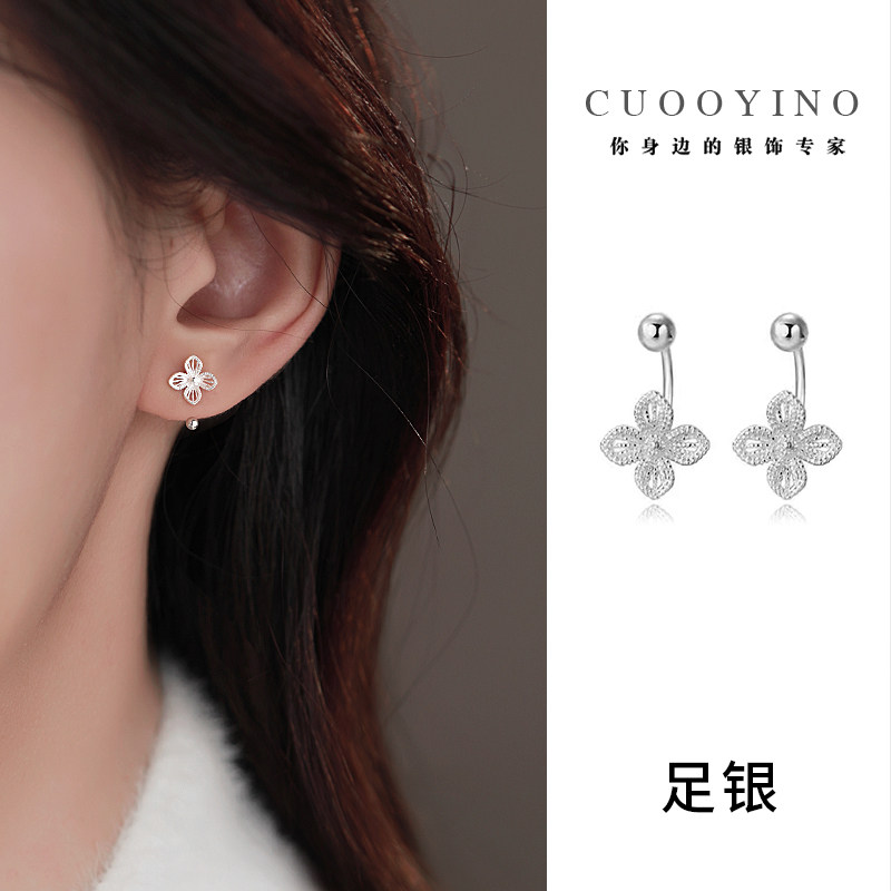 999足银精致气质花朵耳环
