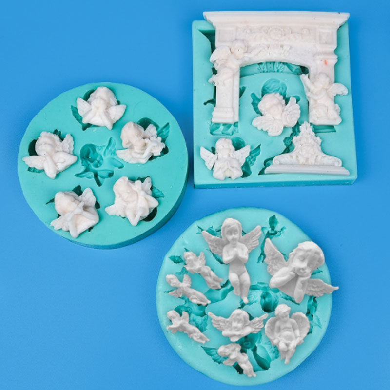 diy烘焙工具小天使巧克力模翅膀小孩翻糖蛋糕模具 香薰皂蜡烛磨具