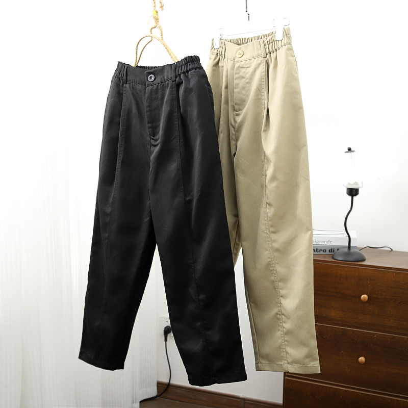 春秋新品2023松紧腰哈伦裤女休闲九分裤高腰阔腿裤宽松垮裤萝卜裤