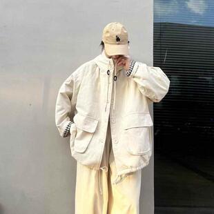 冬装新品连帽夹棉厚外套女宽松版休闲棉衣风衣外套双口袋棉服拼色