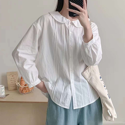 文艺减龄长袖翻领衬衫