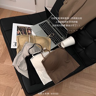 春夏纯欲小吊带辣妹背心打底内搭ins欧美风bra外穿带胸垫抹胸女