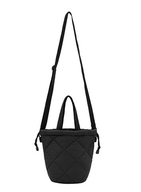 韩系简约纯色小众菱格再生绗缝棉服水桶型休闲手提单肩斜挎包女包