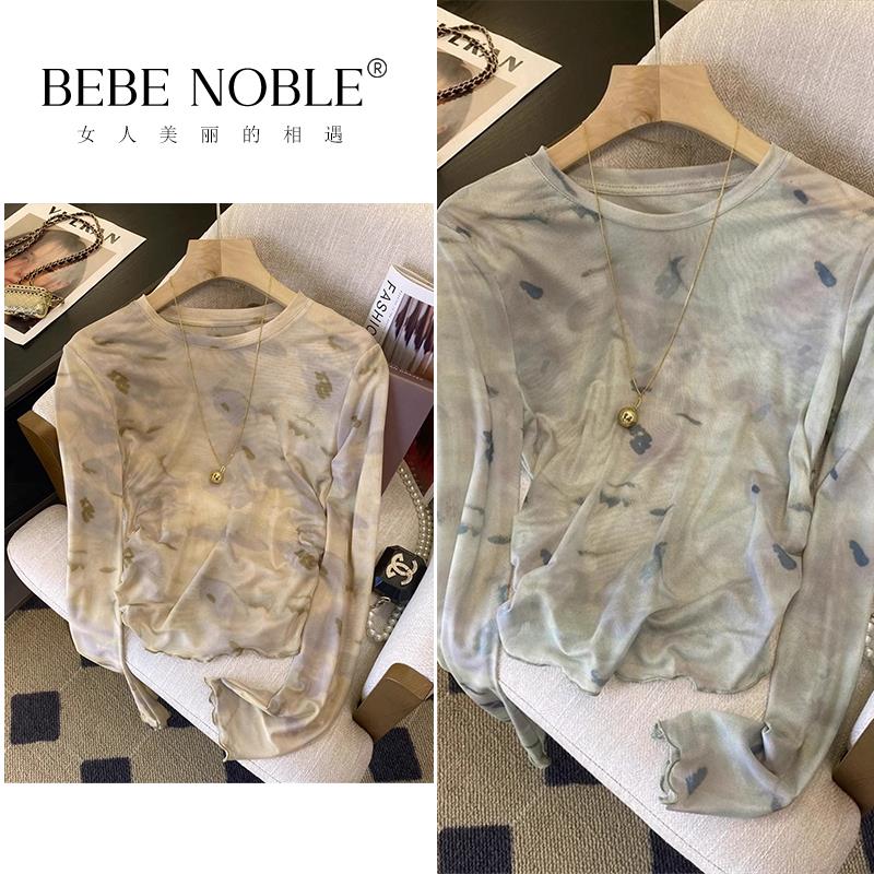 BEBE NOBLE美式晕染长袖防晒t恤女士夏季高级感复古气质薄款上衣