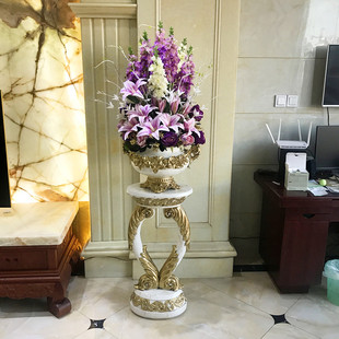 插花客厅装 饰花摆件家居饰品摆设美式 欧式 落地大花瓶仿真花艺套装