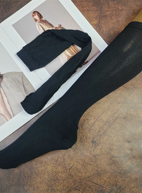 外贸袜子长筒及膝袜子黑色高筒纯棉女生JK长袜女搭配裙子穿的袜子