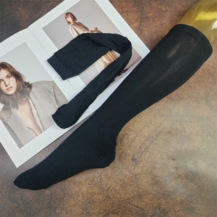 外贸袜子长筒及膝袜子黑色高筒纯棉女生JK长袜女搭配裙子穿 袜子