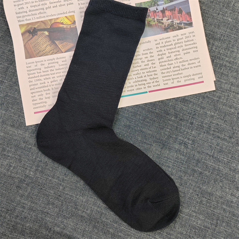 外贸原单中筒袜女黑色西装袜子高档中高筒皮鞋袜纯色小腿袜