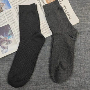 男士 外单 袜子四季 袜春夏纯棉男袜皮鞋 袜子 男商务袜中筒黑色西装