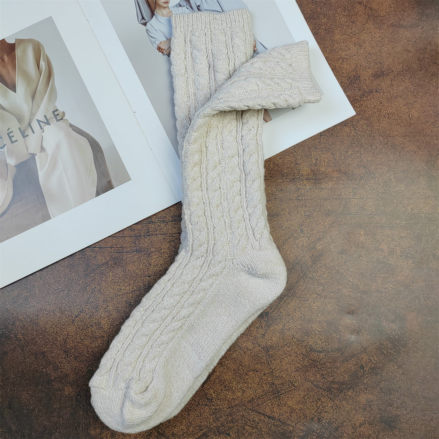 日单 秋冬加厚长筒袜复古麻花纹堆堆长袜太湖绒保暖居家睡眠袜女,女士内衣/男士内衣/家居服,长筒袜,淘宝优惠券,粉丝福利购,淘宝优惠卷