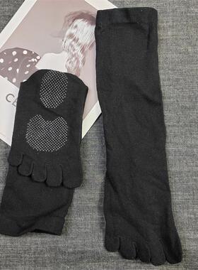 外贸单 五指袜松口不嘞腿男袜分指袜纯棉中高筒防滑五趾袜子黑色