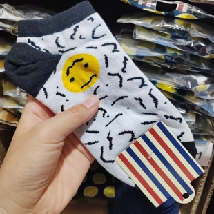 袜子女纯棉短袜笑脸袜子可爱卡通袜四季 个性 短袜 卖完无补 外贸单