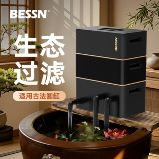 BESSN贝森滤舱鱼缸过滤器古法缸净水循环系统干湿分离杀菌圆缸