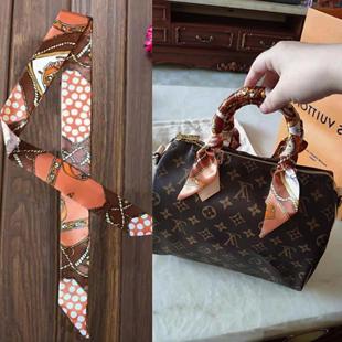 LV&GEDETE飘带绑包包手柄丝巾带配饰系缠speedy20 25老花丝带车挂