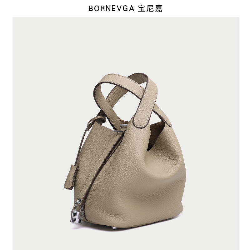 真皮菜篮子包女包2020新款潮手提包头层牛皮子母手拎包小CK水桶包