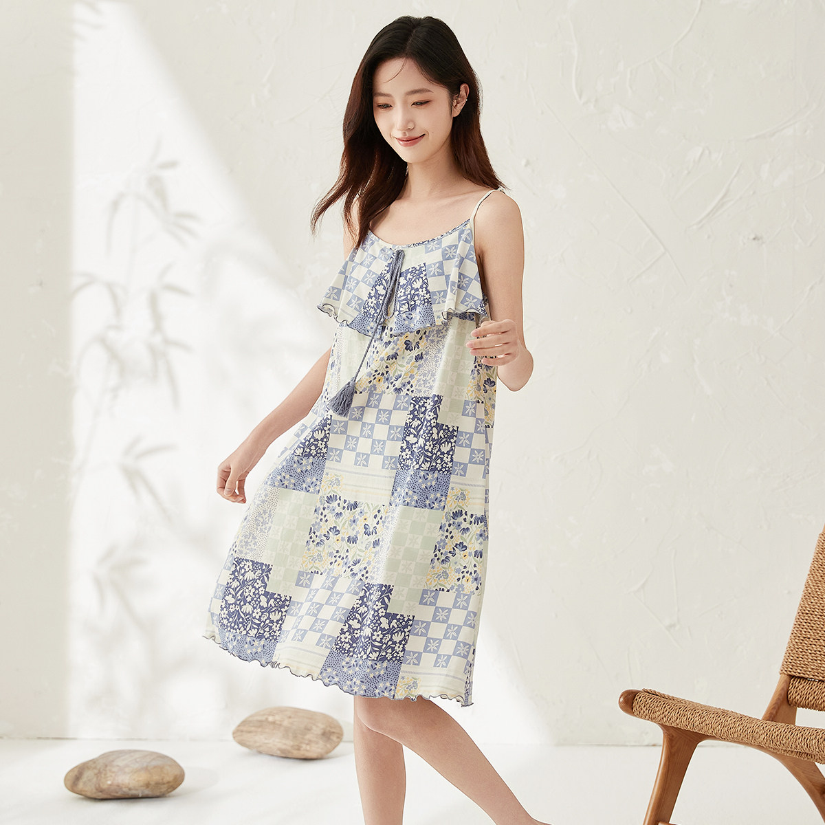 顶瓜瓜吊带睡裙女款纯棉夏季图片