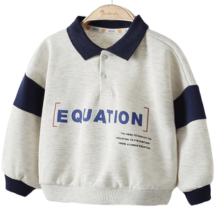 婴儿卫衣春秋季双面休闲简约撞色polo领男宝宝套头衫小童春装上衣