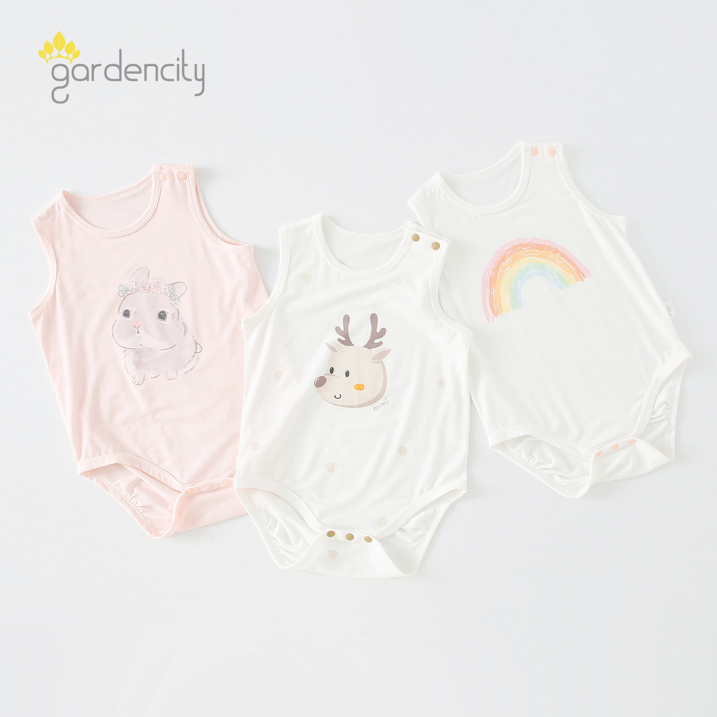 婴儿包屁衣夏季薄款凉感莫代尔宝宝无袖哈衣背心连体衣新生儿夏装