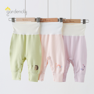 新生儿睡裤 舒绒棉保暖小月龄宝宝卡通高腰大pp裤 秋冬季 婴儿免脱裤