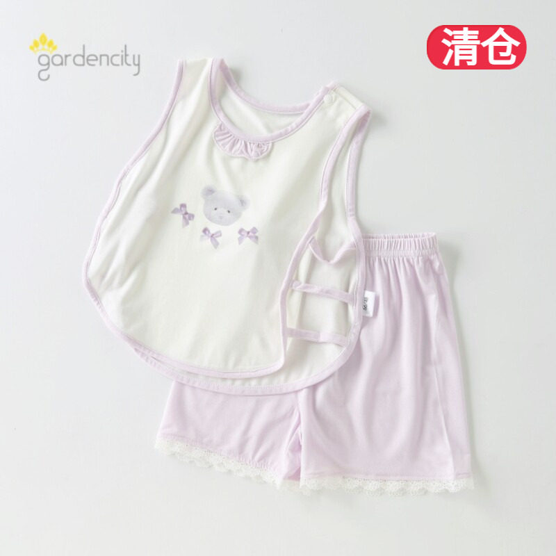 清仓-婴儿背心短裤套装夏季薄款莫代尔凉感女宝宝卡通琵琶衣两件