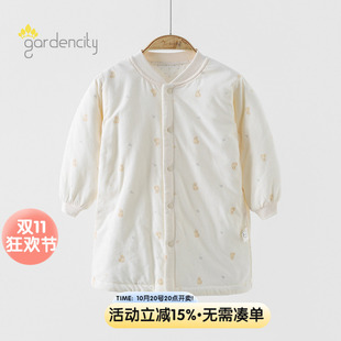 婴儿睡袍秋冬保暖80g夹棉卡通男女宝宝家居服防踢中长款薄棉睡衣