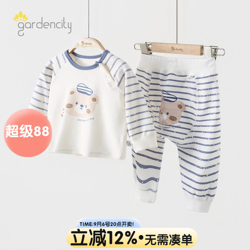 婴儿秋衣秋裤套装秋冬加厚莫代尔棉舒绒宝宝中腰大PP裤「软软衣」