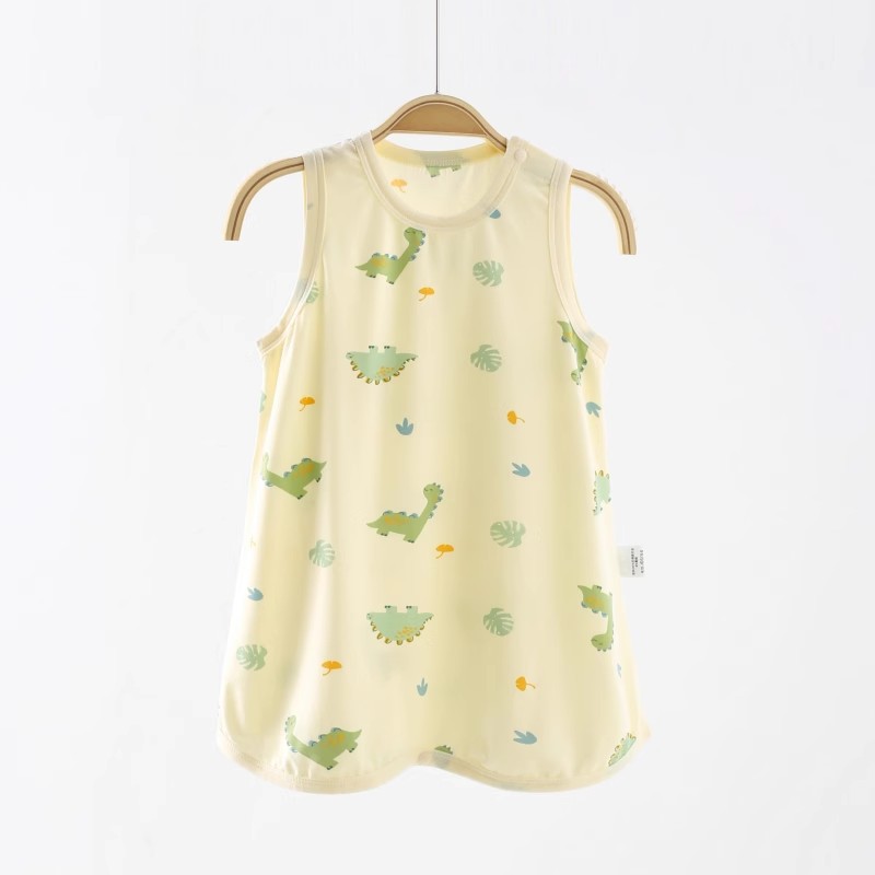 婴儿无袖睡袍天丝莫代尔背心睡衣