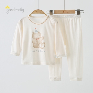 莫代尔棉提花男女宝宝卡通长袖 薄款 空调睡衣 春夏季 婴儿家居服套装