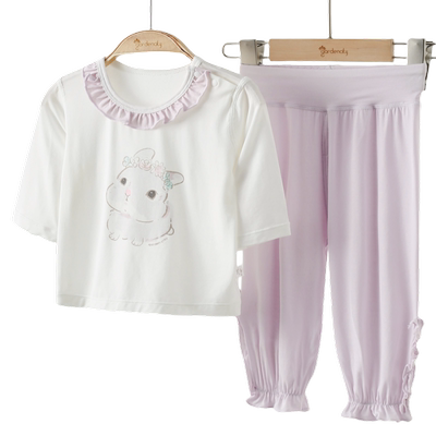 女宝宝家居服套装9分袖睡衣