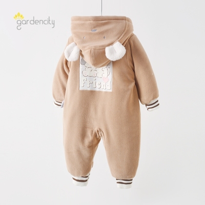 连帽婴儿摇粒绒连体衣恒温棉冬季