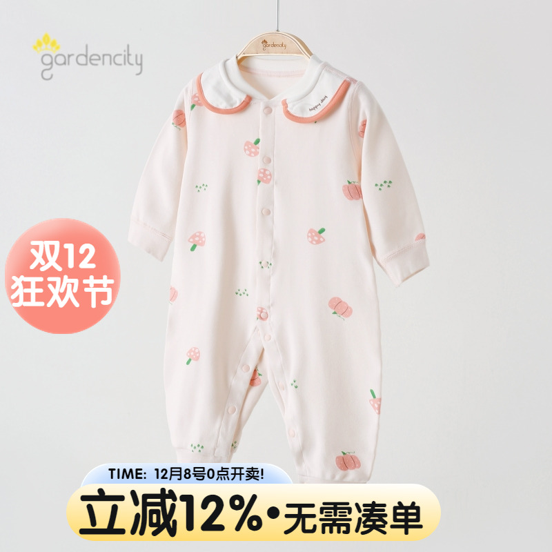 女宝宝连体衣秋冬季睡衣