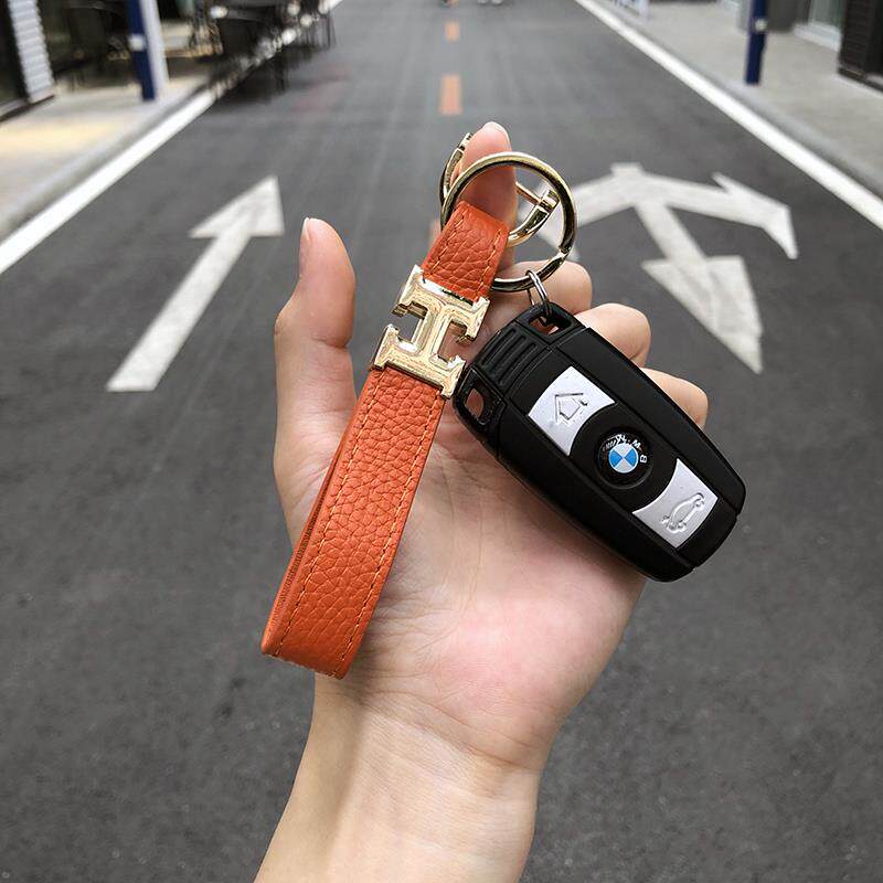 LV&GEDETE 钥匙扣汽车钥匙绳高档牛皮简约钥匙链包包挂件饰品男女