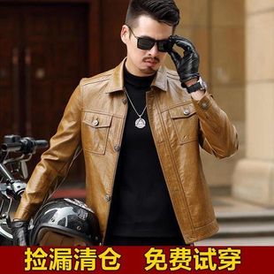 外套薄款 皮夹克机车皮衣商务休闲男装 中年男士 皮衣男2022春秋新款