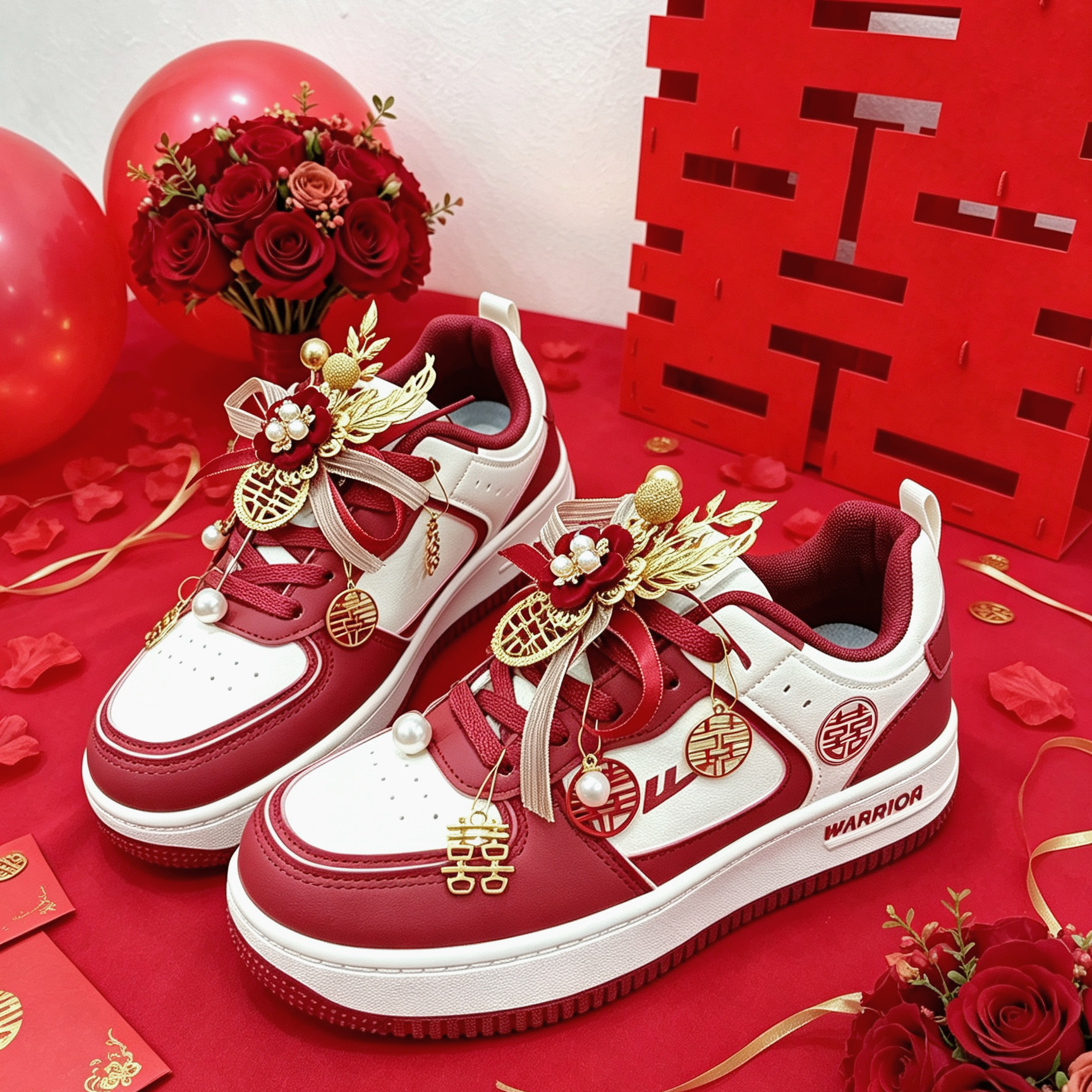 回力新娘结婚鞋红色鞋子2026新款四季秀禾婚鞋情侣两穿新婚订婚鞋