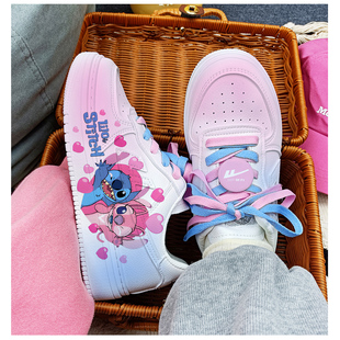 回力二次元个人定制手绘史迪仔低帮情侣小白鞋秋季新款鸳鸯板鞋潮